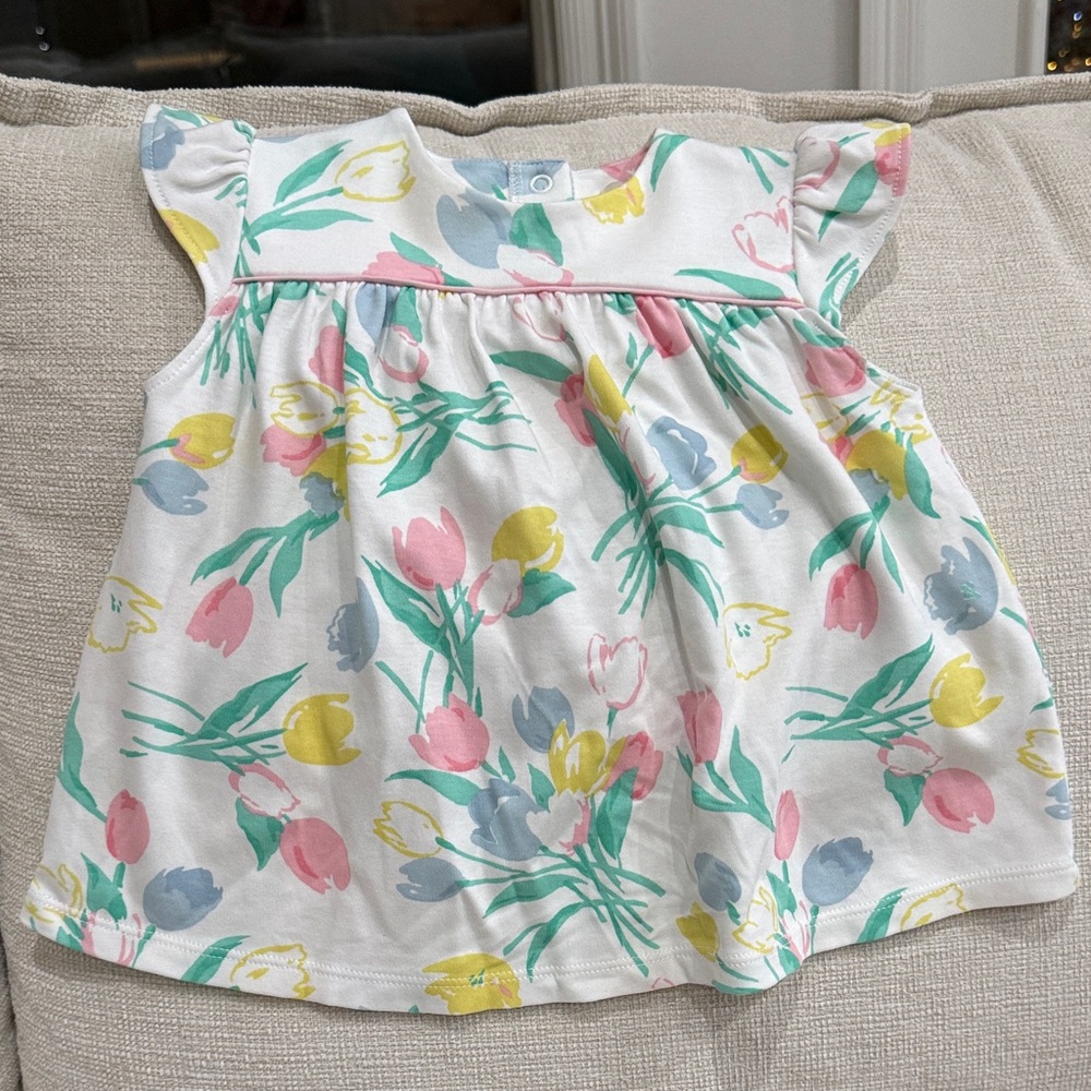TBBC Spring Floral Tulip Top with Ruffled Sleeves